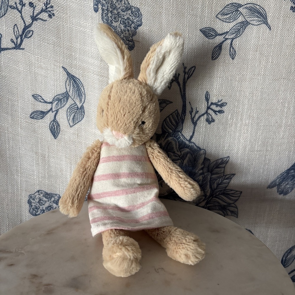Jellycat Bashful Bunny Pink White Stripe Dress Outfit 10" Easter Spring